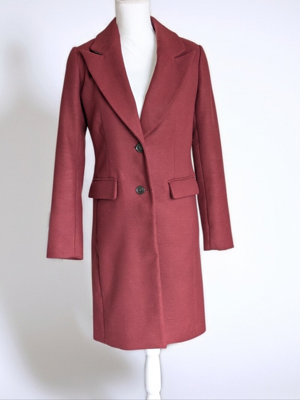 Banana Republic Long Burgundy Tailored Coat Size XS